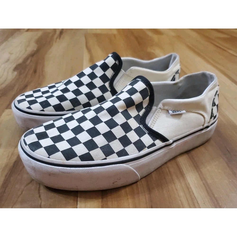 Checkered Slip on Vans Womens Size 10 Black & White